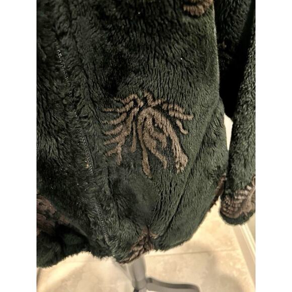 Vintage Bear Ridge Black Full Zip Faux Fur Horse Print Coat Retro Western MED - Picture 4 of 12